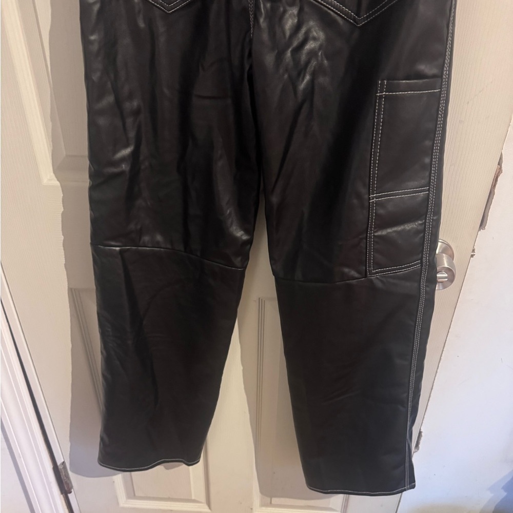 Simonett Kika High Waisted Vegan Leather Pants in Black Medium - Picture 8 of 14